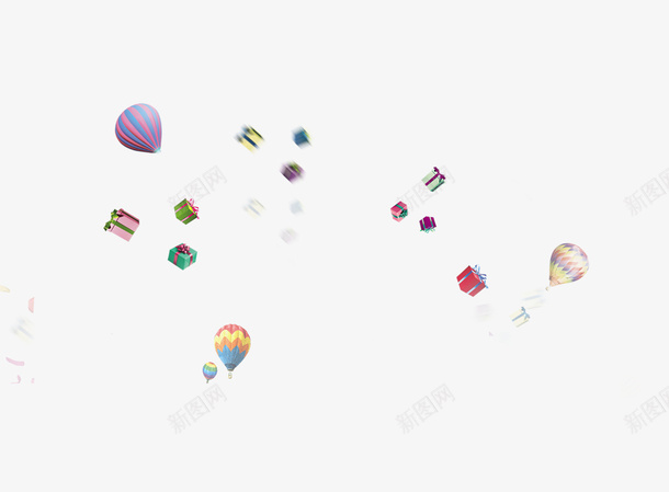 漂浮的礼物与热气球png免抠素材_新图网 https://ixintu.com 漂浮元素 热气球 礼物