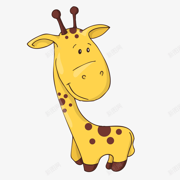 黄色的手绘长颈鹿动物矢量图ai免抠素材_新图网 https://ixintu.com 动物园 动物设计 卡通 可爱 手绘 长颈鹿 黄色 矢量图