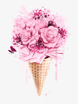 粉色冰淇淋花朵素材