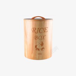 手提式储米箱力王实木橡胶木圆形米桶高清图片