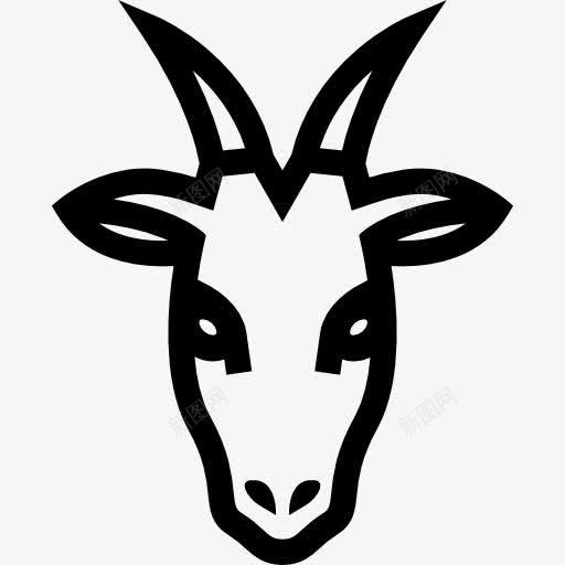 山羊头正面的轮廓图标png_新图网 https://ixintu.com 动物 动物面前 头 山羊 概述 脸 轮廓 额