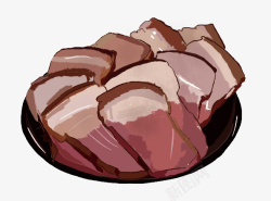 卡通手绘插画腊肉素材