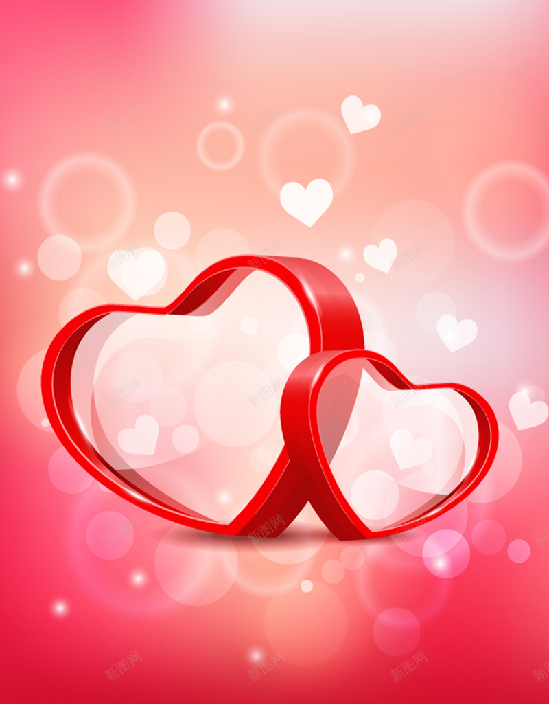 心心相印情人节h5背景矢量图