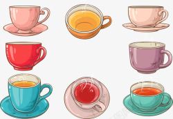 茶杯中的贡菊彩色茶杯中的红茶高清图片