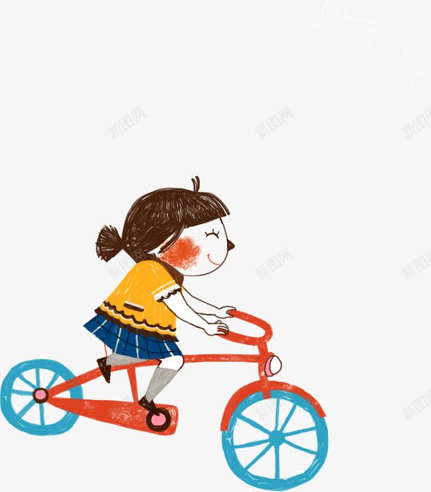 卡通可爱骑自行车小女孩png免抠素材_新图网 https://ixintu.com 卡通 可爱 小女孩 骑自行车