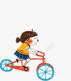 卡通可爱骑自行车小女孩素材