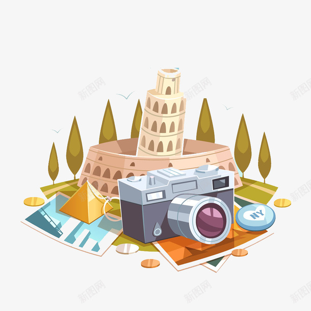 相机城堡插画png免抠素材_新图网 https://ixintu.com 城堡 插画 相机 相机插画 装饰科技素材