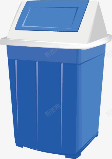 蓝色垃圾箱png免抠素材_新图网 https://ixintu.com 卡通 垃圾桶 垃圾箱 蓝色