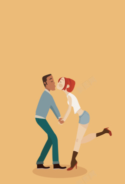 婚礼日卡通浪漫情侣亲吻海报背景矢量图高清图片