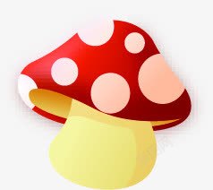 手绘立体红色小蘑菇素材