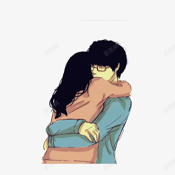 卡通紧紧拥抱的男女png免抠素材_新图网 https://ixintu.com 不舍分开 卡通手绘 男女相拥 紧紧拥抱