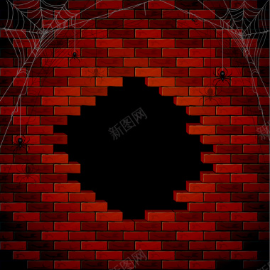 红色墙砖蛛网质感背景矢量图背景