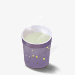 手绘紫色茶杯素材