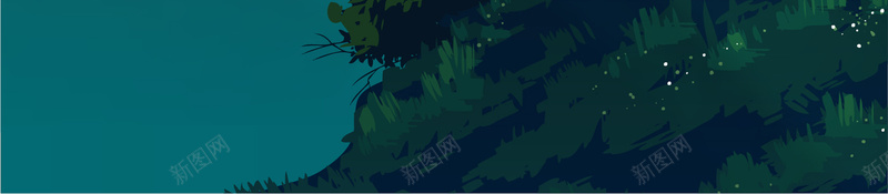 手绘风景海报背景矢量图ai设计背景_新图网 https://ixintu.com 丛林 景色 树 树林 森林 绿色 远景 风景 矢量图