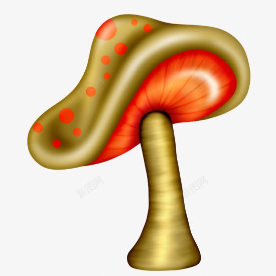 手绘金色蘑菇png免抠素材_新图网 https://ixintu.com 卡通蘑菇 手绘蘑菇 红点蘑菇 金色蘑菇