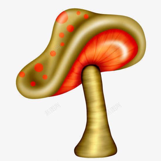 手绘金色蘑菇png免抠素材_新图网 https://ixintu.com 卡通蘑菇 小红点 手绘蘑菇 红点蘑菇 金色蘑菇