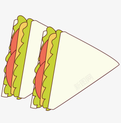 三角面包美味三明治矢量图高清图片