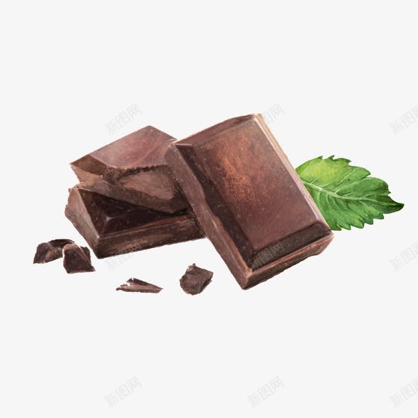 巧克力板砖png免抠素材_新图网 https://ixintu.com 巧克力 树叶 碎屑 立体