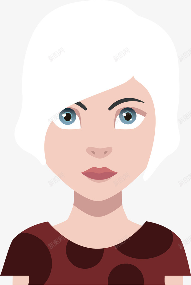白头发的美女png免抠素材_新图网 https://ixintu.com 人物 卡通 大眼睛 正装 流行 白色 美丽