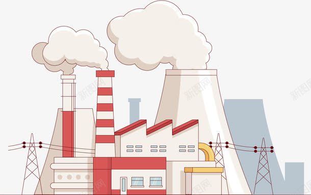 工厂手绘png免抠素材_新图网 https://ixintu.com 工厂 手绘素材 烟 环境污染元素