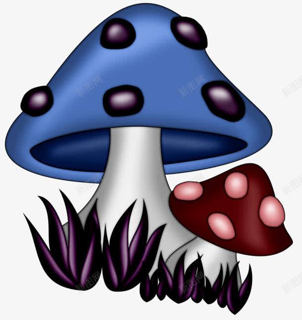 两朵毒蘑菇png免抠素材_新图网 https://ixintu.com 卡通 毒蘑菇 蓝色 蘑菇