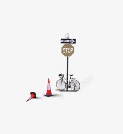 自行车停车牌与路障素材