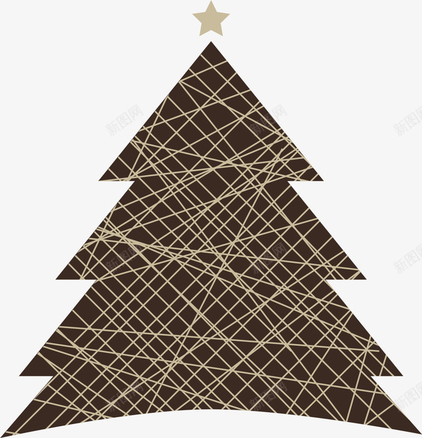 圣诞节棕色圣诞树png免抠素材_新图网 https://ixintu.com 创意圣诞树 圣诞节 文艺风 棕色圣诞树 黄色星星 黄色线条