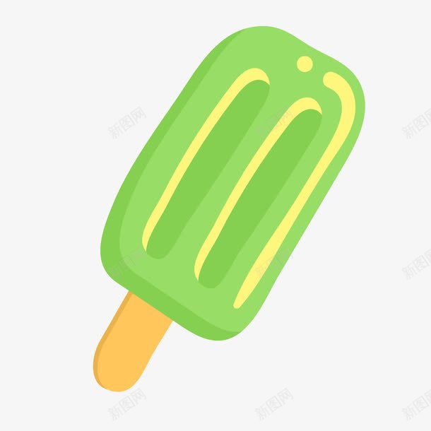 卡通绿色的冰棒雪糕png免抠素材_新图网 https://ixintu.com 冰棒 冰淇淋 卡通 扁平化 绿色 雪糕