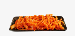 咸菜萝卜丝长盘子里的辣萝卜高清图片