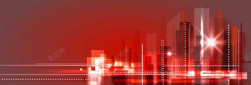 红色城市剪影背景矢量图背景