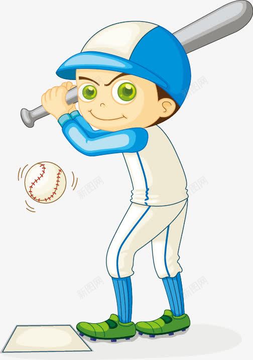 手绘卡通人物打棒球图案png免抠素材_新图网 https://ixintu.com 卡通人物打棒球 图案 手绘