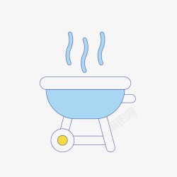 扁平化烧烤蓝色圆弧扁平化火锅元素图标高清图片