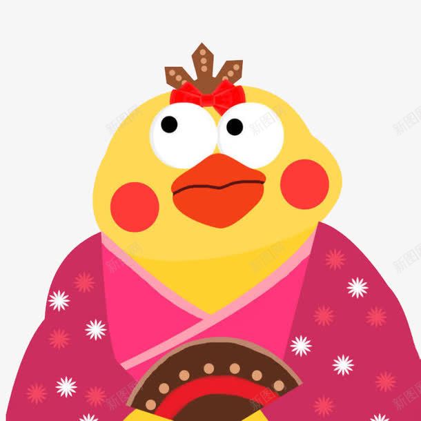 一只小鸡png免抠素材_新图网 https://ixintu.com 卡通 可爱 和服 家畜 小鸡 手绘 简图 花纹 黄色的