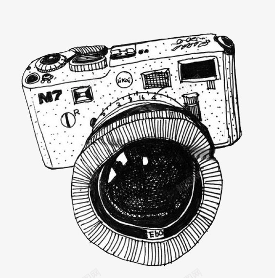 卡通黑白手绘相机png免抠素材_新图网 https://ixintu.com 卡通 填色练习 彩色 手绘 水彩 相机 装饰 黑白