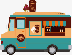 巧克力冰淇淋咖啡车矢量图素材