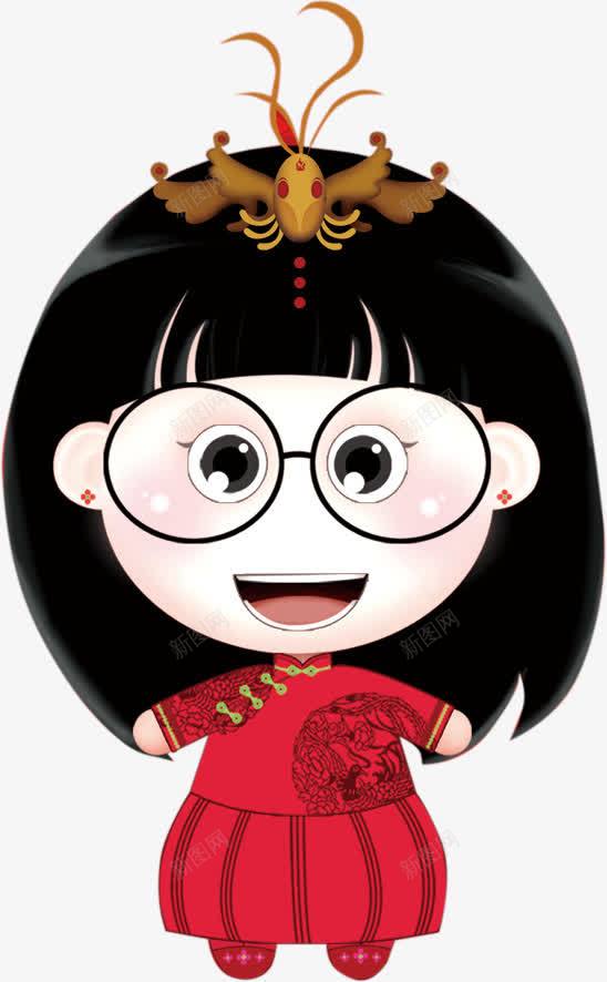 卡通版穿红裙子的小女孩png免抠素材_新图网 https://ixintu.com 动漫动画 卡通人物 卡通手绘 小女孩 红裙子 装饰图