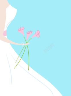 小新娘矢量手绘婚纱婚庆背景高清图片