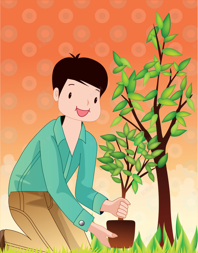 种树的小男孩矢量图ai设计背景_新图网 https://ixintu.com 卡通 手绘 植树节 爱护环境开心 环保 种树 童趣 绿化 矢量图