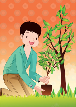 种树的小男孩种树的小男孩矢量图高清图片