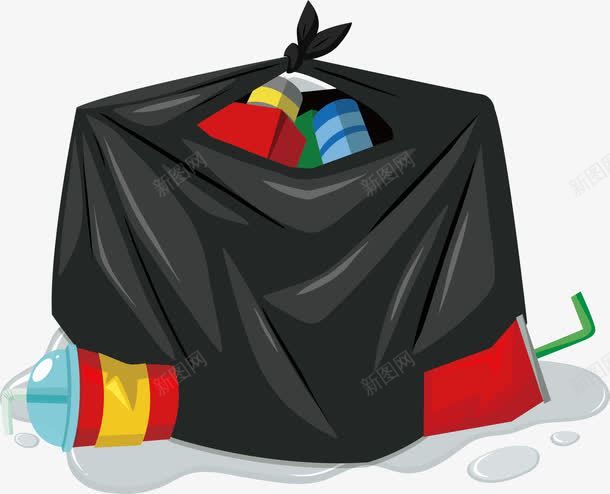 黑色垃圾袋png免抠素材_新图网 https://ixintu.com 卡通垃圾袋 垃圾 垃圾回收 废品 矢量素材