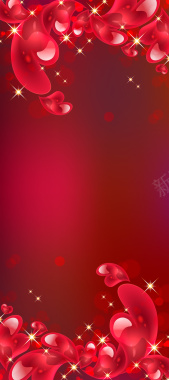 红色梦幻浪漫情人节主题背景矢量图背景