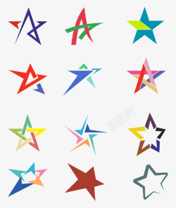 各异形状各异多彩的五角星高清图片