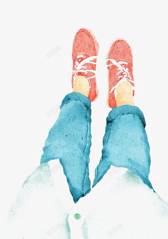 水彩鞋子png免抠素材_新图网 https://ixintu.com 卡通 手绘 插画 搭配 水彩 牛仔裤 鞋子