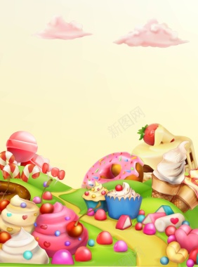 矢量卡通糖果甜品乐园美食儿童节背景背景