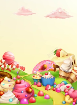 糖果世界矢量卡通糖果甜品乐园美食儿童节背景高清图片