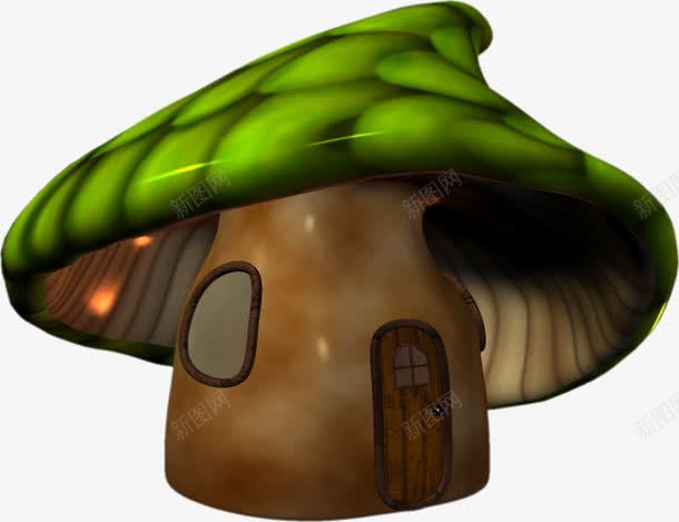 蘑菇小屋png免抠素材_新图网 https://ixintu.com 小屋 房子 绿色 蘑菇