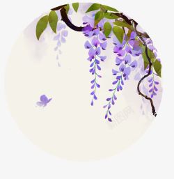 紫色古风紫花素材