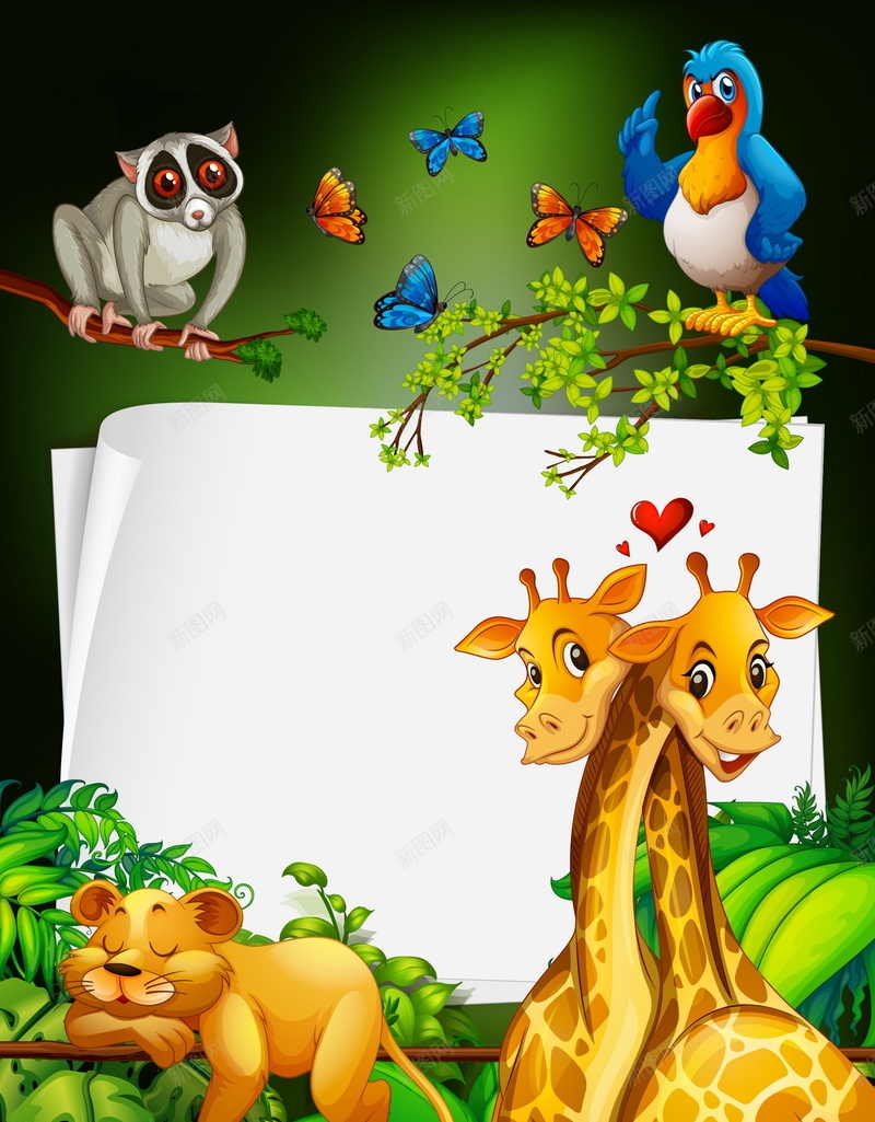 动物园矢量图ai设计背景_新图网 https://ixintu.com zoo 动物园 卡通 手绘 矢量图 童趣 老虎 长颈鹿 鹦鹉