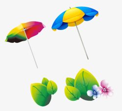 太阳伞和树叶素材