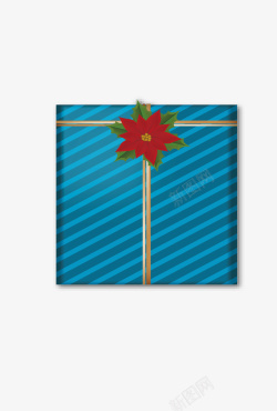 蓝色条纹圣诞礼盒矢量图素材